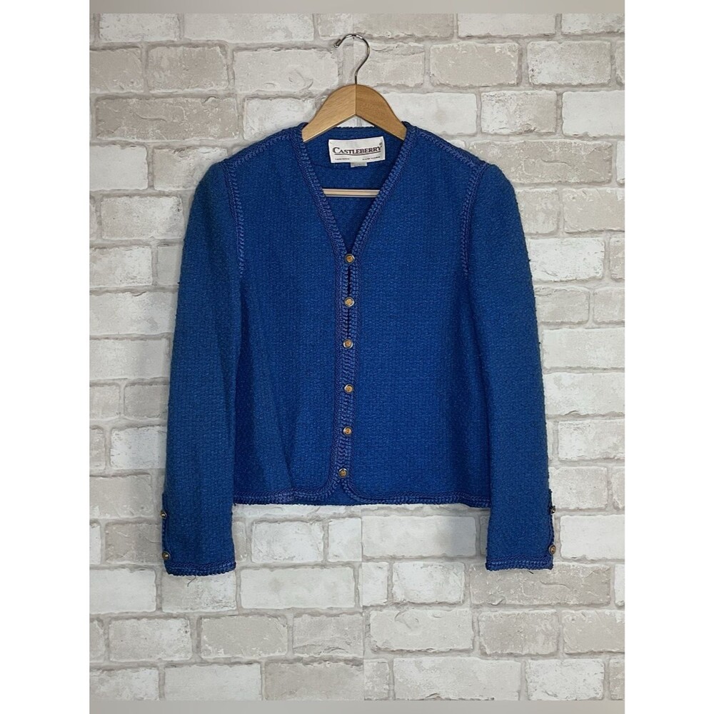 Castleberry Vintage Women's Blue Button Down Knit Cardigan Size R